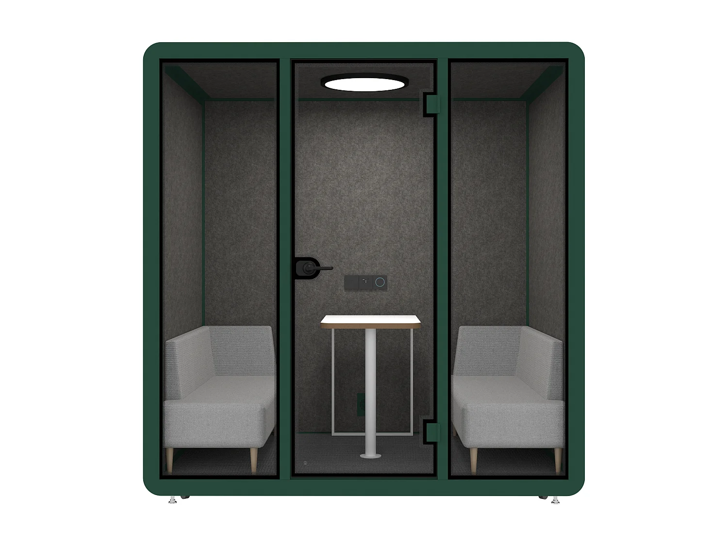 Cabine acoustique en aluminium et verre trempé - 4 personnes - Avec mobilier - Vert - NABARU