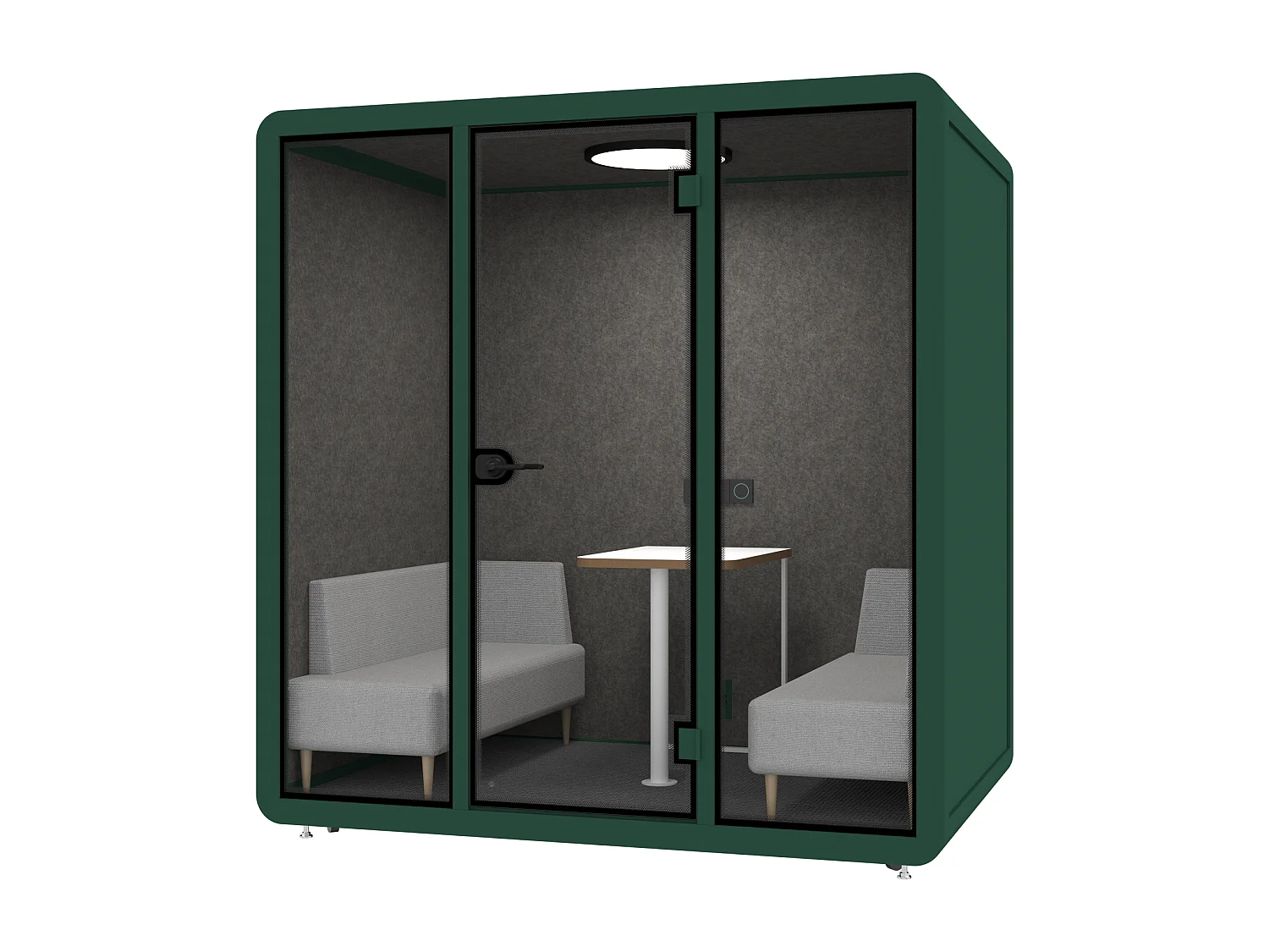 Cabine acoustique en aluminium et verre trempé - 4 personnes - Avec mobilier - Vert - NABARU