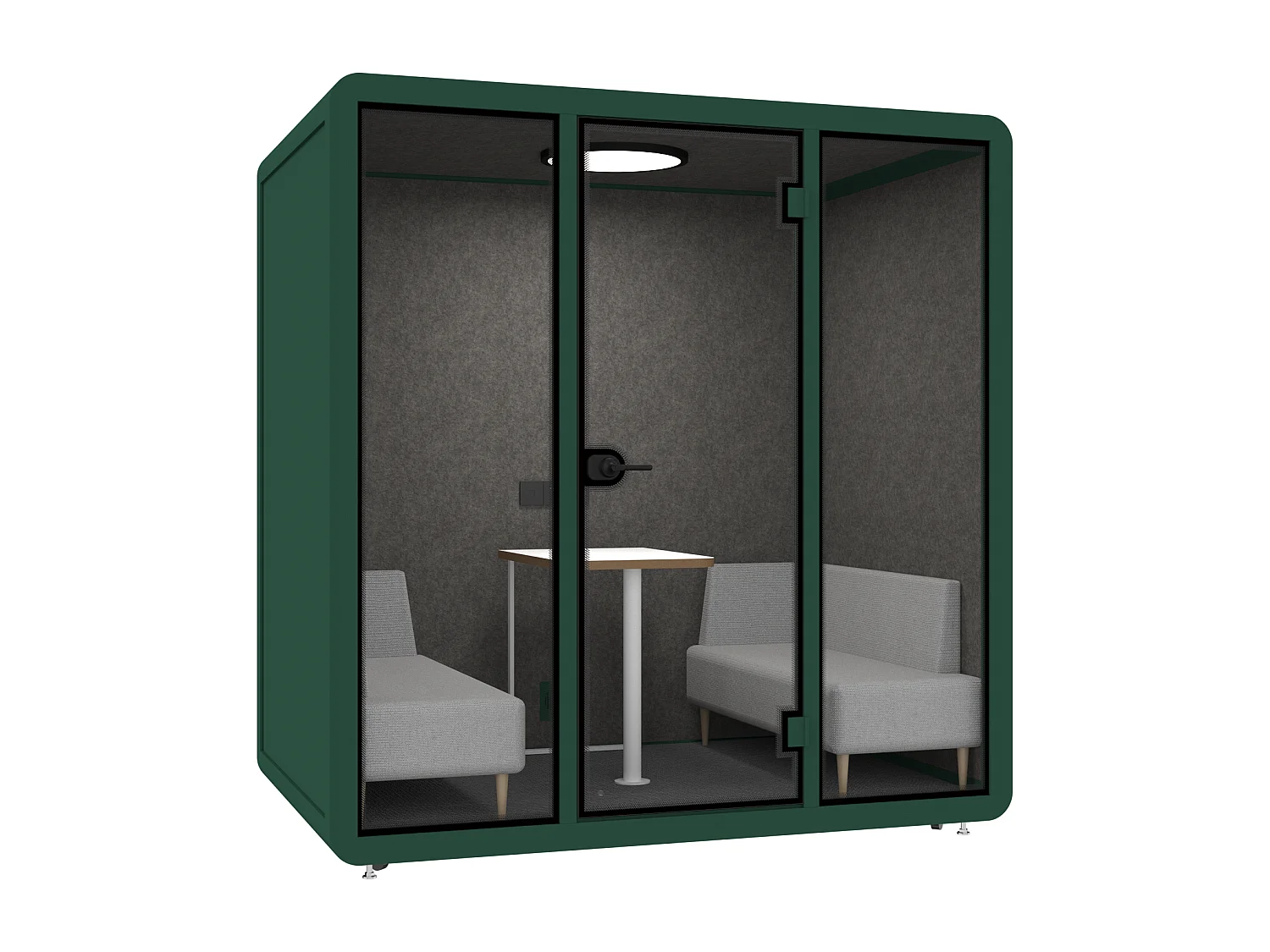 Cabine acoustique en aluminium et verre trempé - 4 personnes - Avec mobilier - Vert - NABARU
