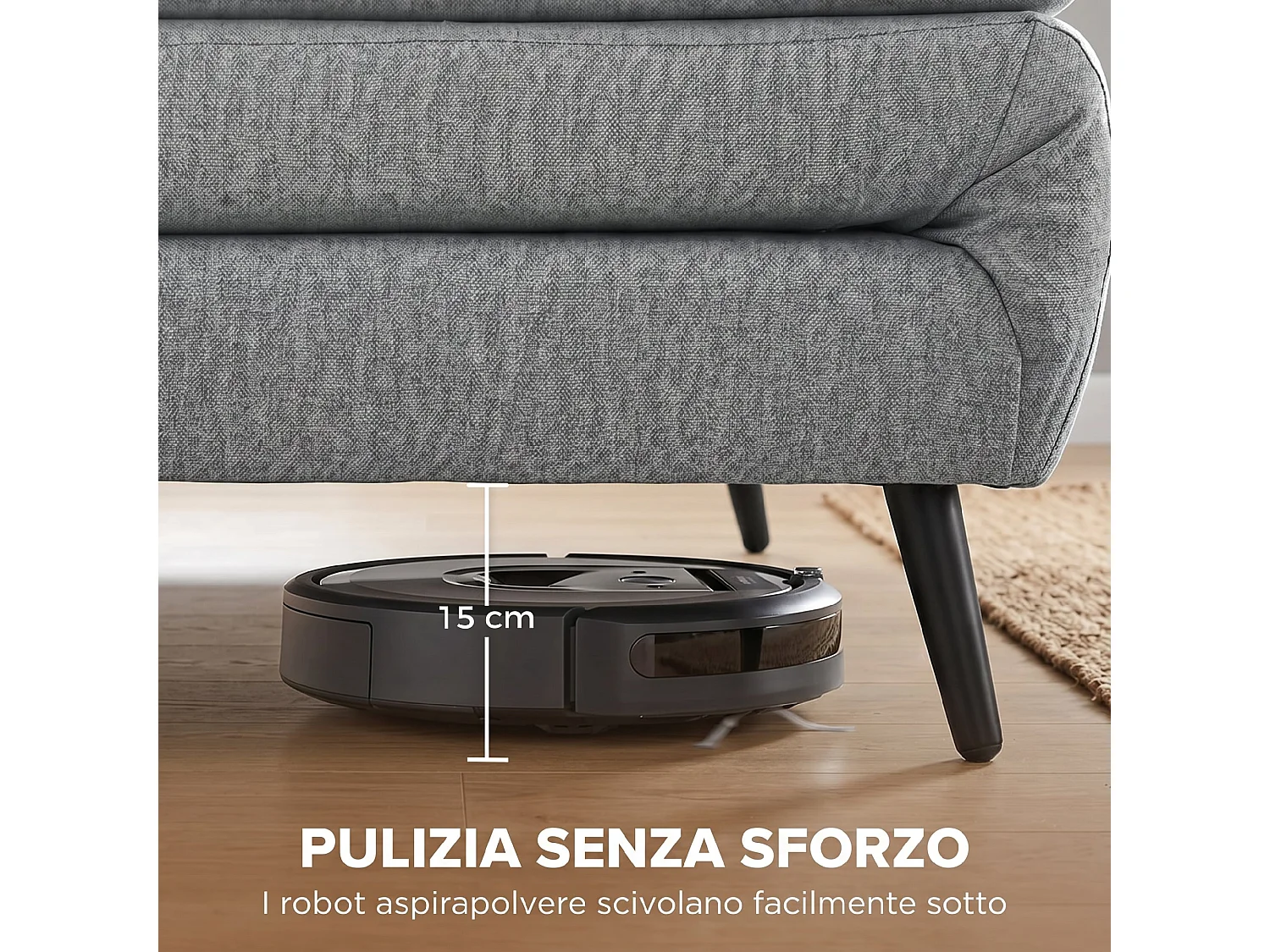 Divano letto 2 posti con 2 cuscini in tessuto effetto lino grigio