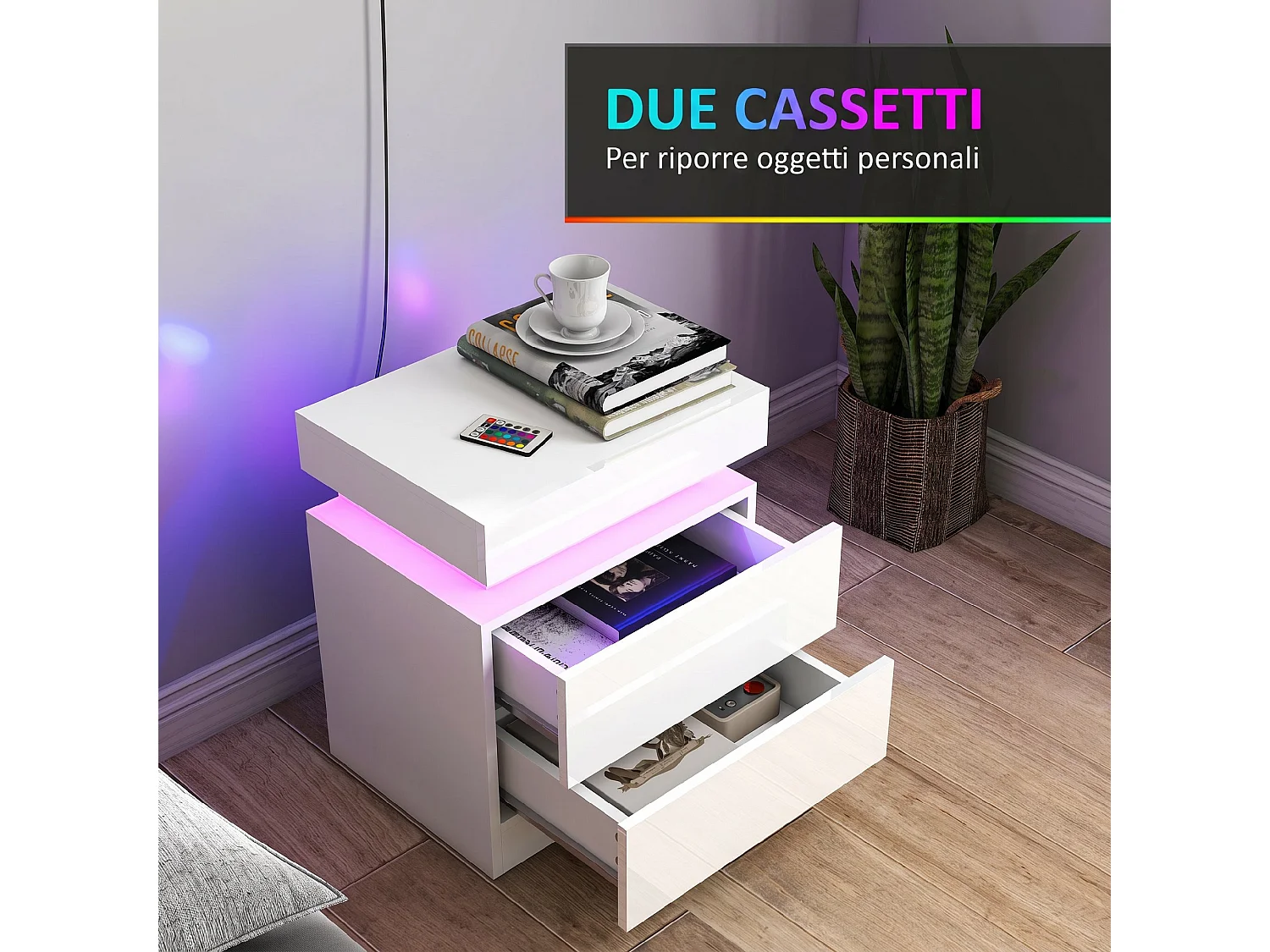 Set di 2 Lampade da Tavolo Moderne con Porte USB in Acciaio, Bianco