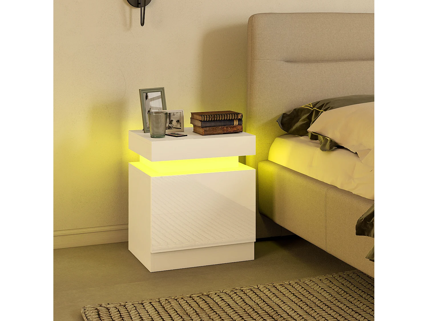 Set di 2 Lampade da Tavolo Moderne con Porte USB in Acciaio, Bianco