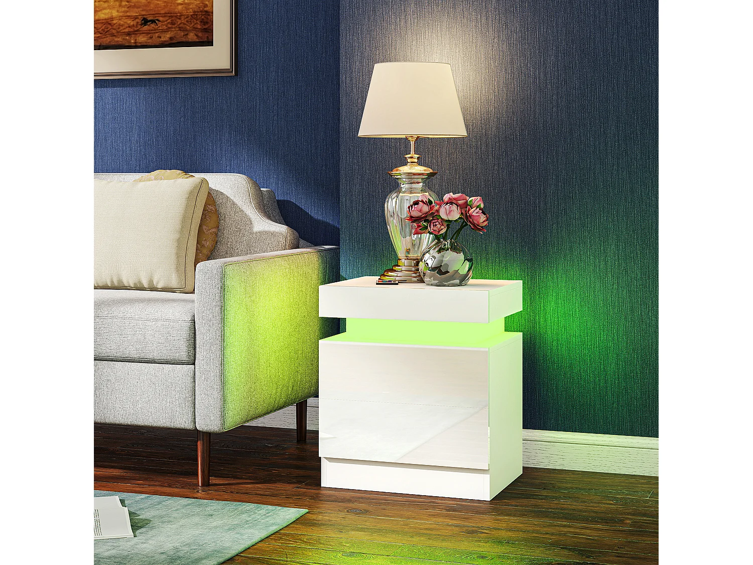 Set di 2 Lampade da Tavolo Moderne con Porte USB in Acciaio, Bianco