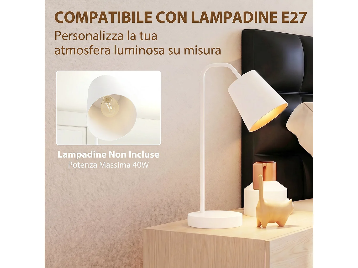 Set di 2 Lampade da Tavolo Moderne con Porte USB in Acciaio, Bianco