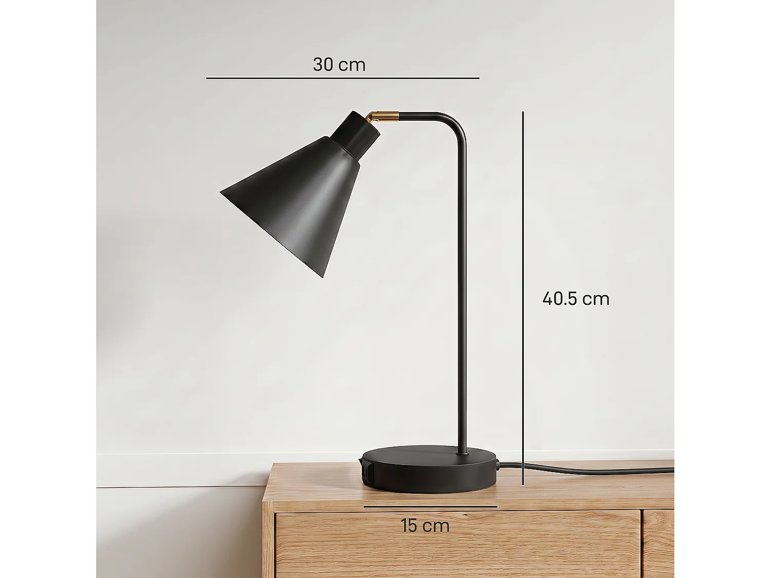Set di 2 Lampade da Tavolo Moderne con Porte USB Attacco E27 Nero