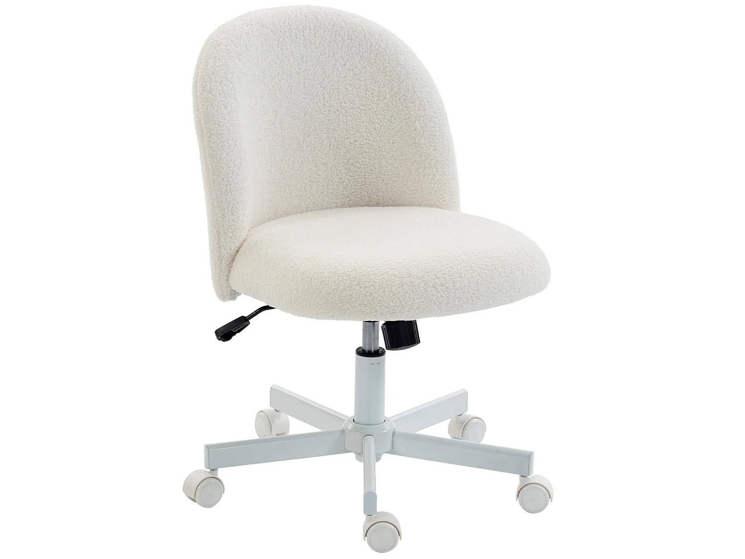 Sedia da ufficio girevole con altezza regolabile in sherpa crema