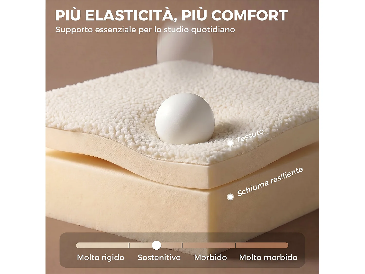 Sedia da ufficio girevole con altezza regolabile in sherpa crema