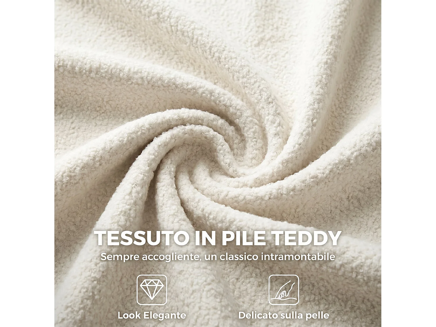 Sedia da ufficio girevole con altezza regolabile in sherpa crema