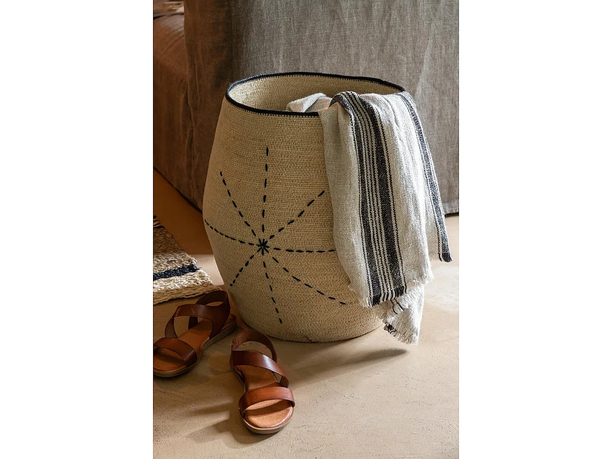 Lot de 3 Paniers Design "Étoile pointillés" 68cm Naturel