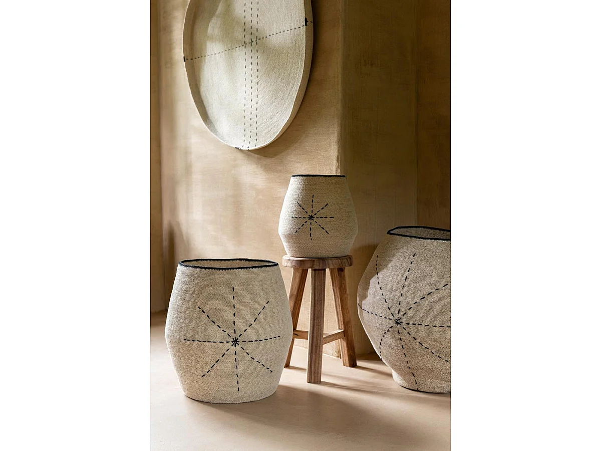 Lot de 3 Paniers Design "Étoile pointillés" 68cm Naturel