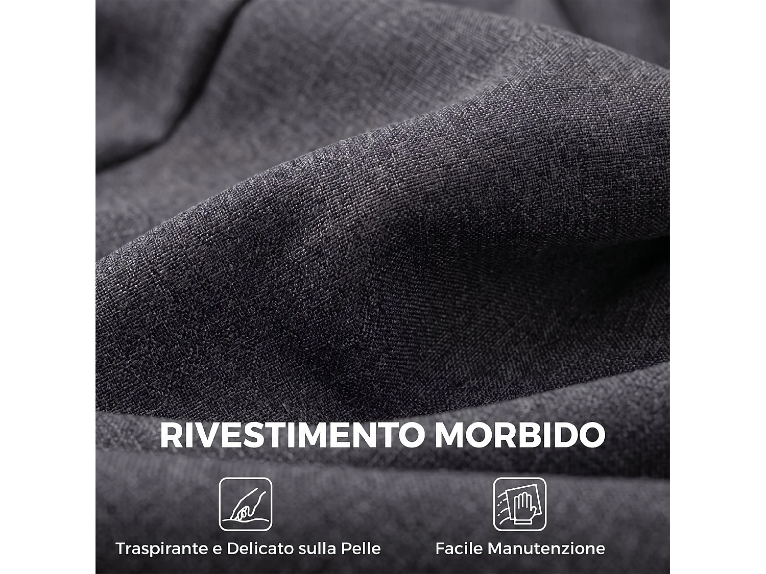 Divano 3 posti moderno in tessuto effetto lino grigio scuro