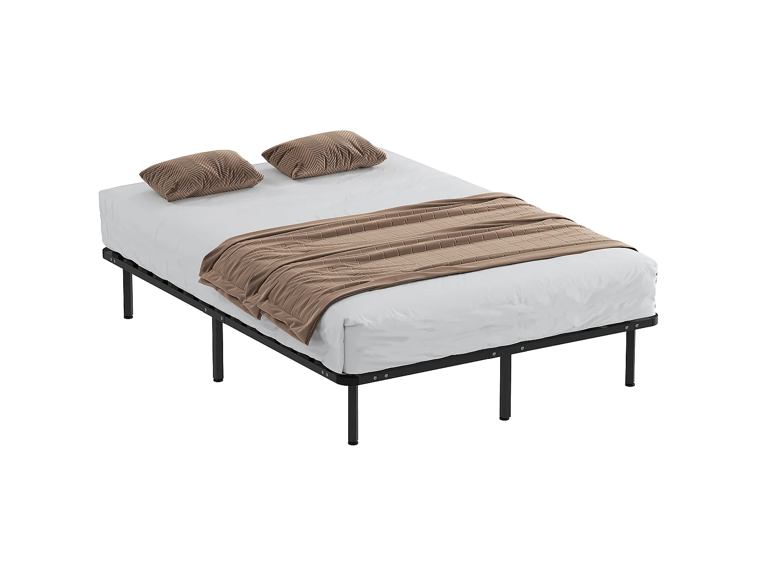 Struttura Letto Matrimoniale 140x190 cm a 28 Doghe in Legno Nero