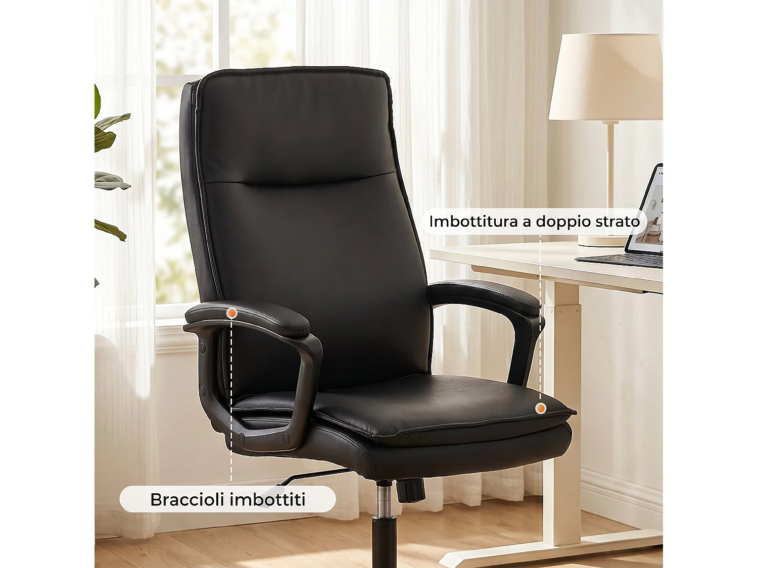 Sedia ufficio girevole funzione dondolo altezza regolabile nero