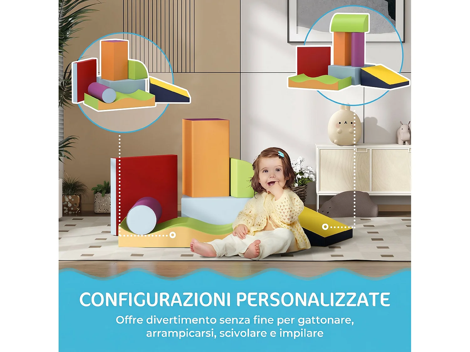 Set di 7 costruzioni morbide per bambini da 1 a 3 anni multicolore
