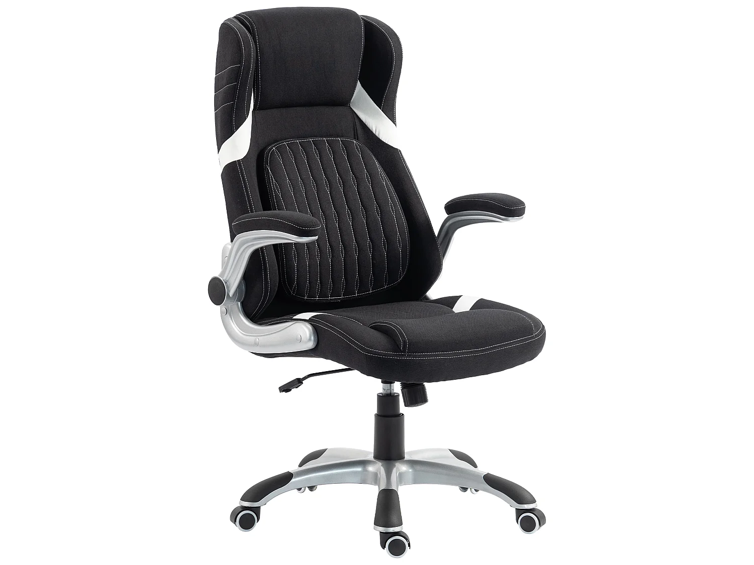 Sedia da ufficio ergonomica girevole in tessuto effetto lino nero