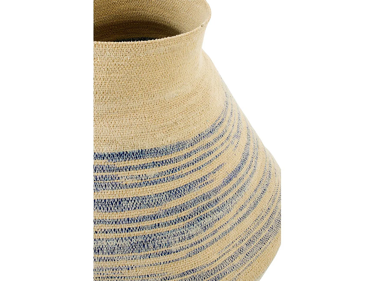 Panier Déco en Jonc "Galene" 70cm Naturel & Bleu