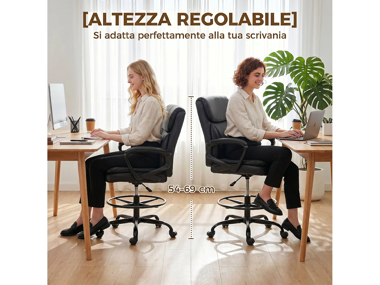 Sedia ufficio girevole altezza regolabile schienale alto nero