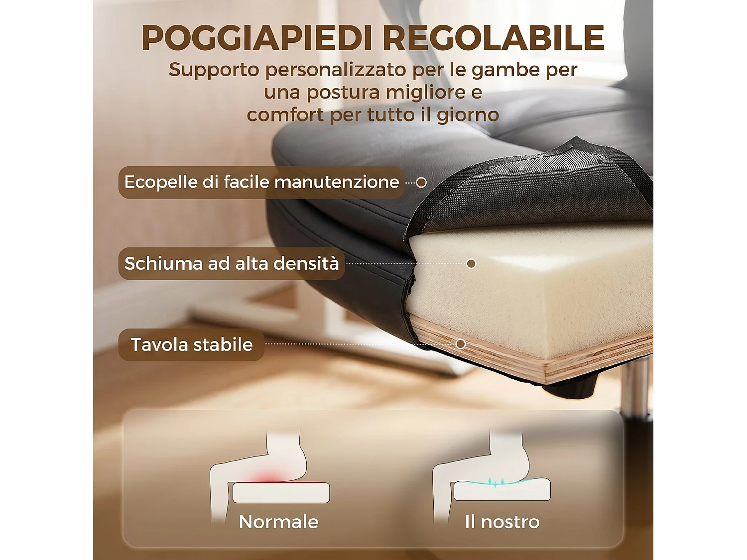 Sedia ufficio girevole altezza regolabile schienale alto nero