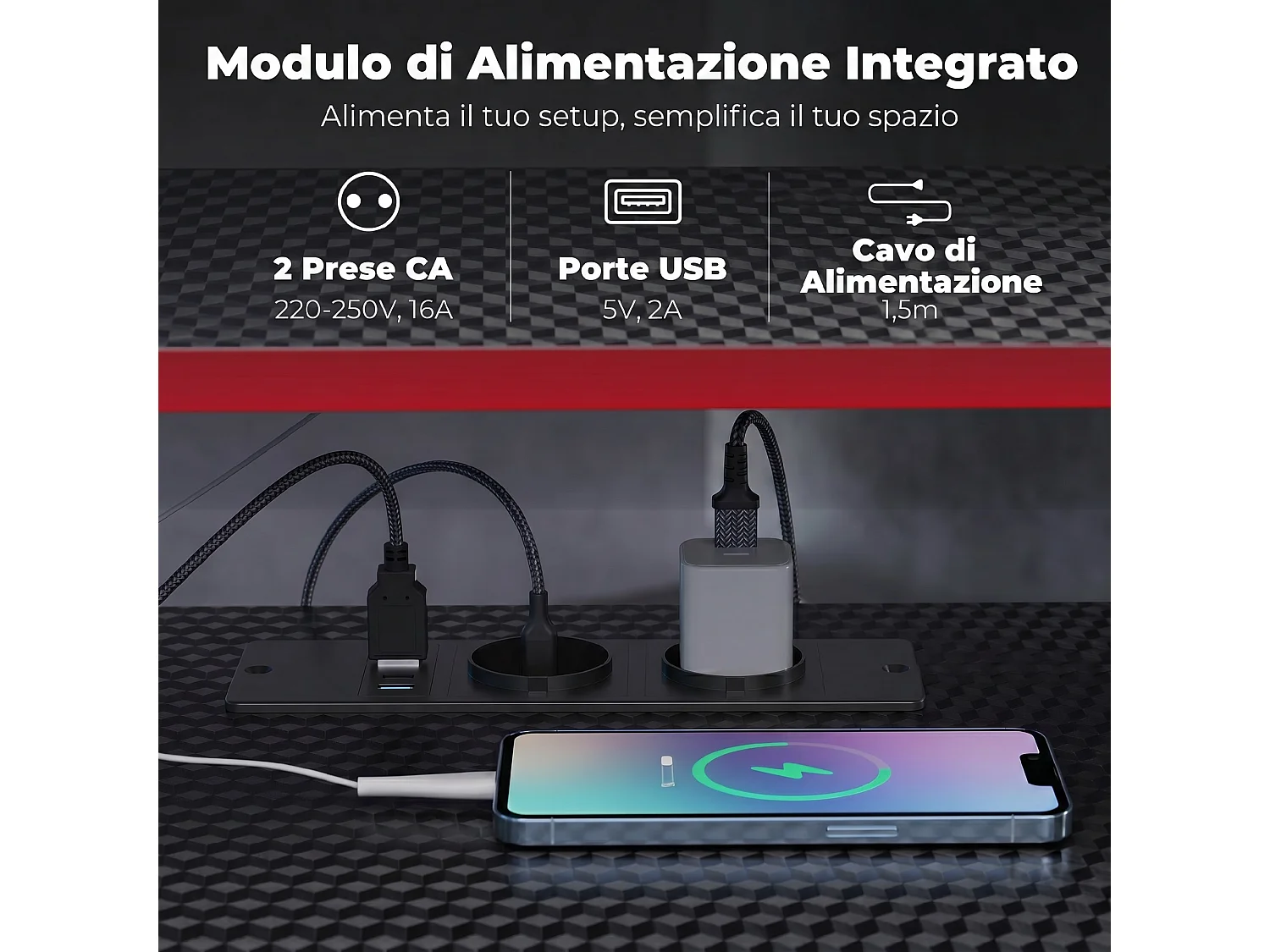 Scrivania da gaming angolare con supporto monitor in metallo nero