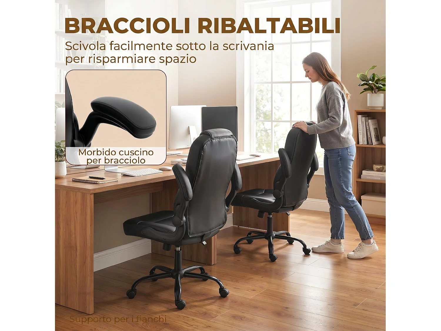 Sedia ufficio girevole funzione dondoloaltezza regolabile nero