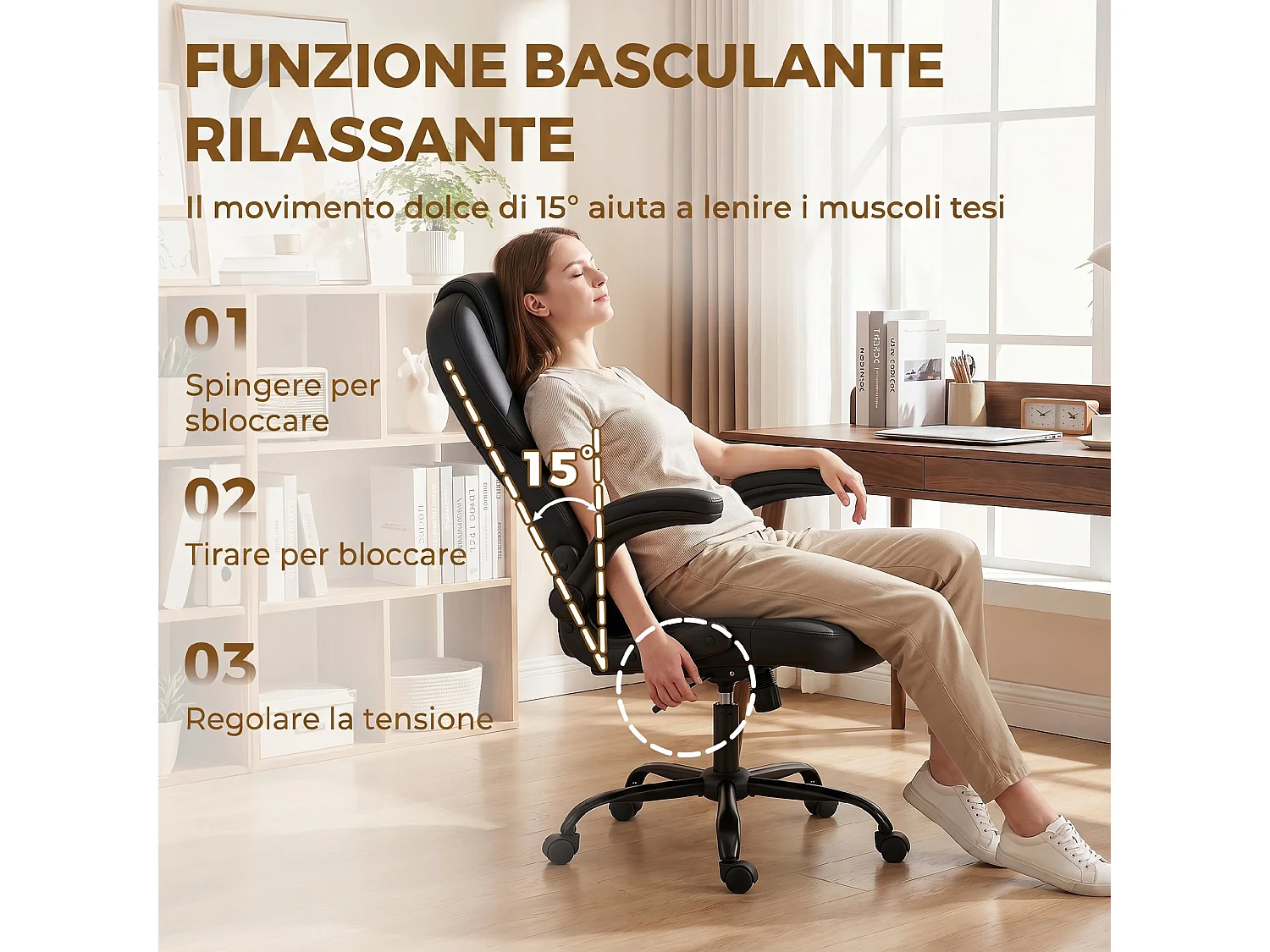 Sedia ufficio girevole funzione dondoloaltezza regolabile nero