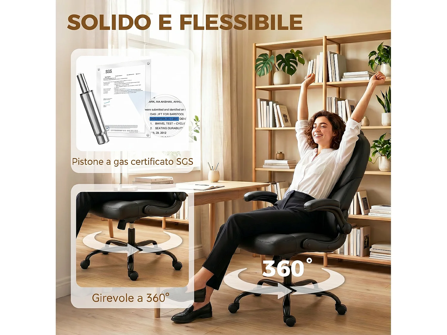 Sedia ufficio girevole funzione dondoloaltezza regolabile nero