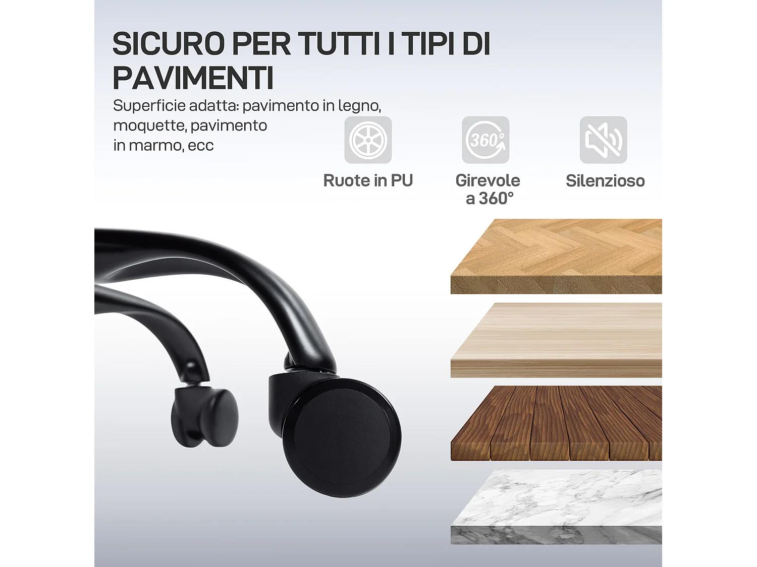 Sedia da ufficio con supporto lombare dinamico e poggiapiedi nero