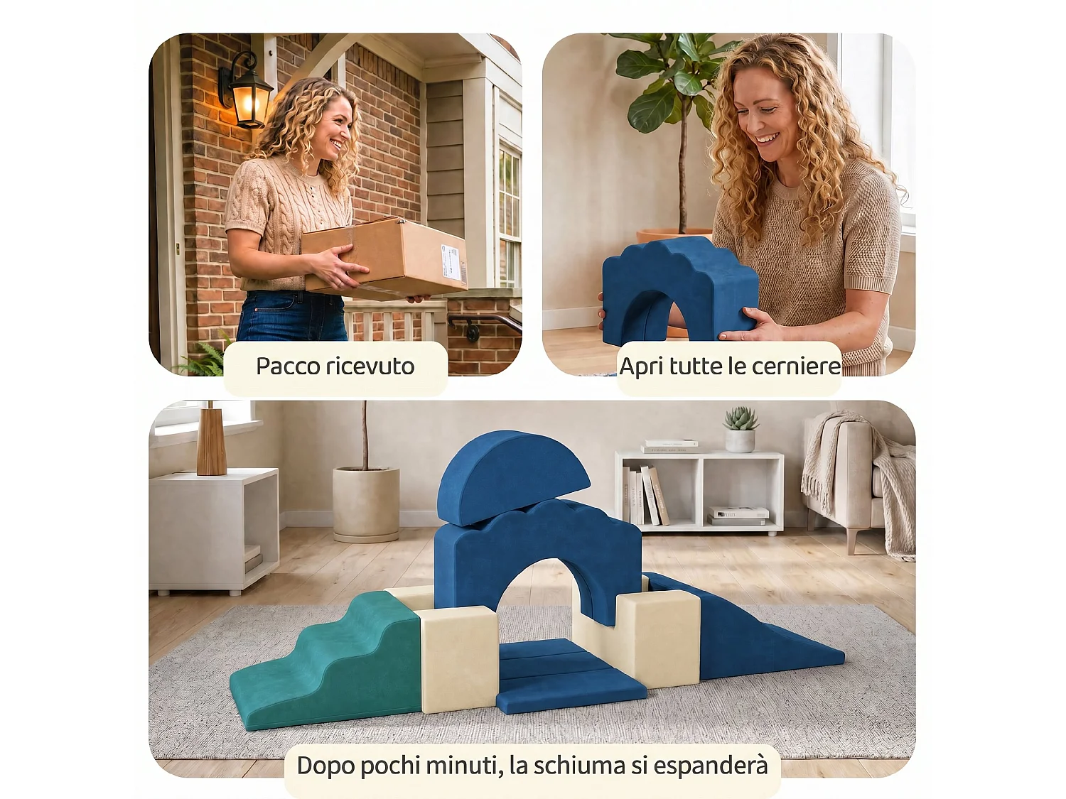 Set 7 Costruzioni Morbide Bambini 0.5-3 Anni con Base Antiscivolo