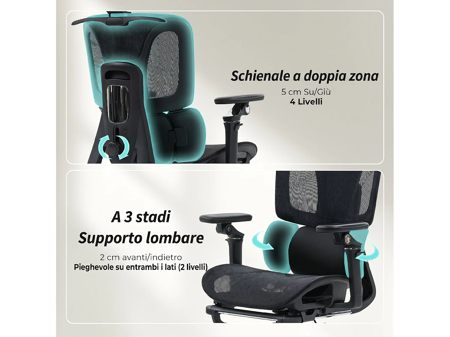 Sedia da ufficio con poggiatesta schienale regolabili in rete nero