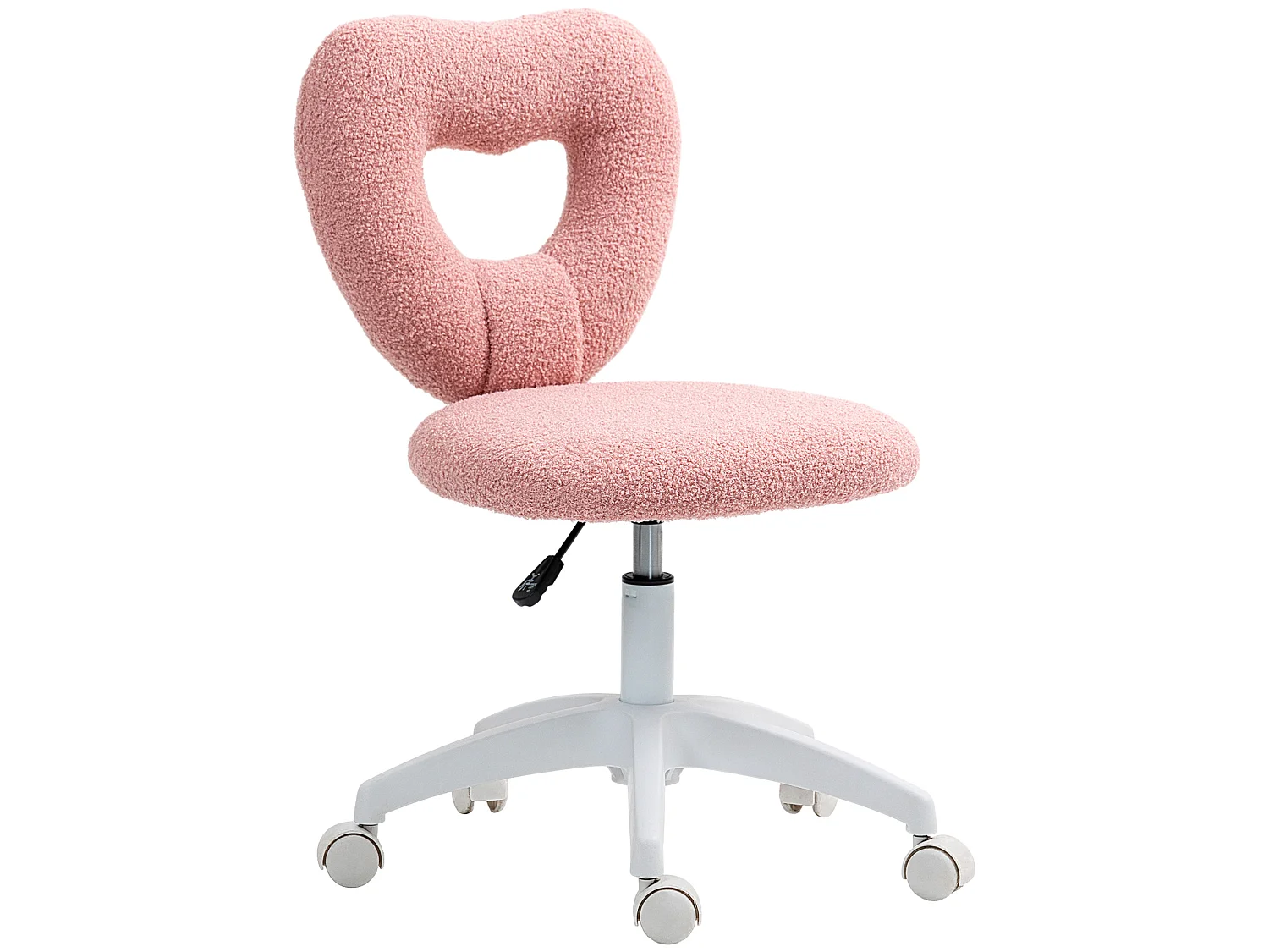 Sedia Ufficio Girevole, Schienale a Cuore, Senza Braccioli Rosa