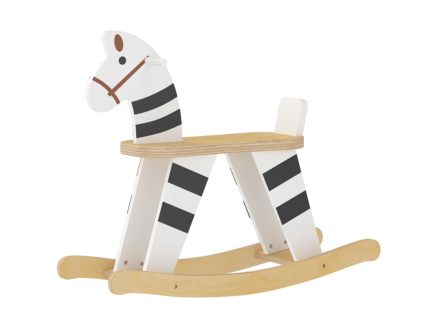 Cavallo a dondolo per bambini con base larga in legno multicolore