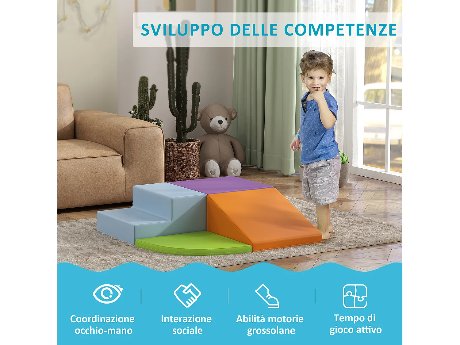 Set di 4 costruzioni morbide per bambini da 1 a 3 anni multicolore