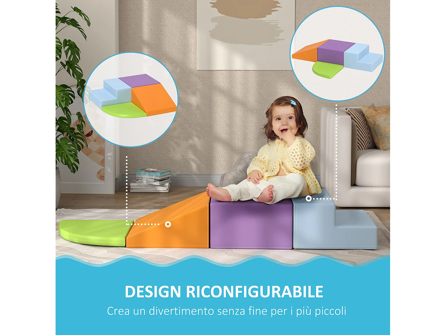 Set di 4 costruzioni morbide per bambini da 1 a 3 anni multicolore