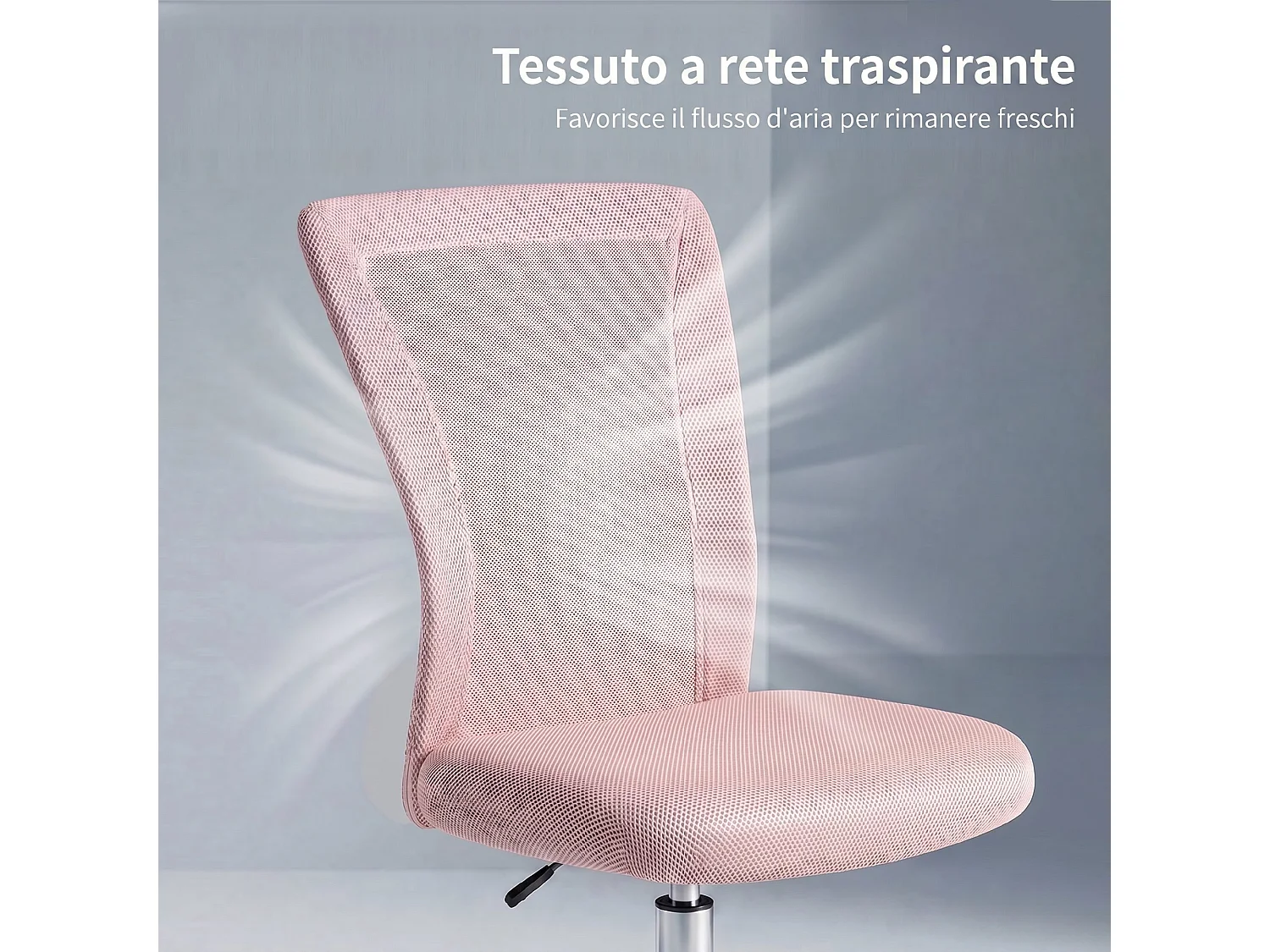 Sedia da ufficio girevole senza braccioli in tessuto a rete rosa