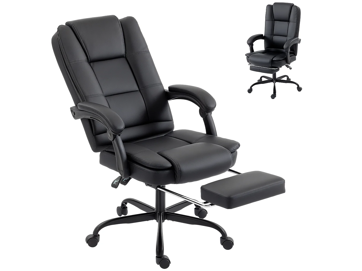 Sedia da ufficio ergonomica e reclinabile 150° con poggiapiedi nero