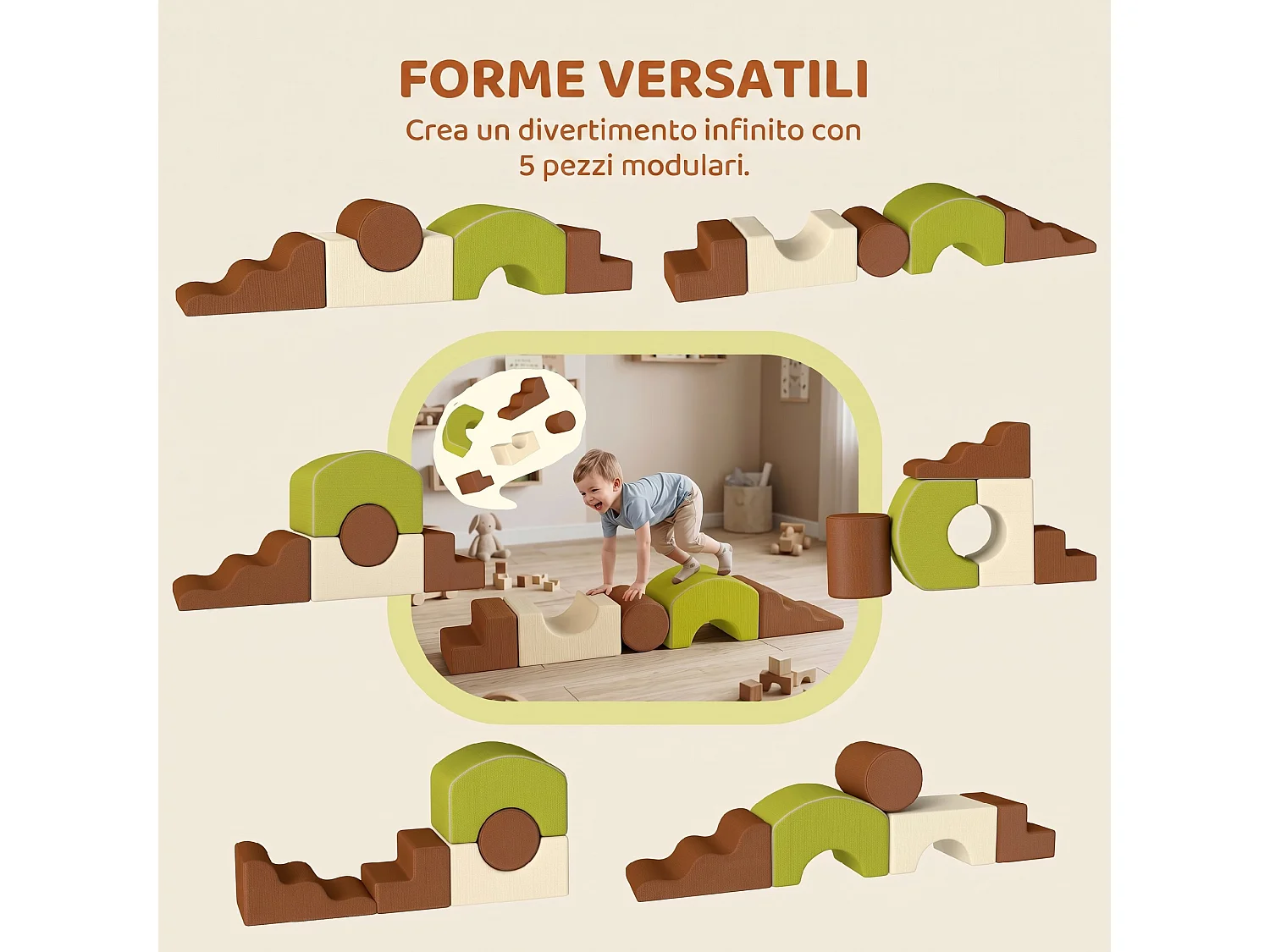 Set di 5 Costruzioni Morbide per Bambini da 3-6 Anni Multicolore
