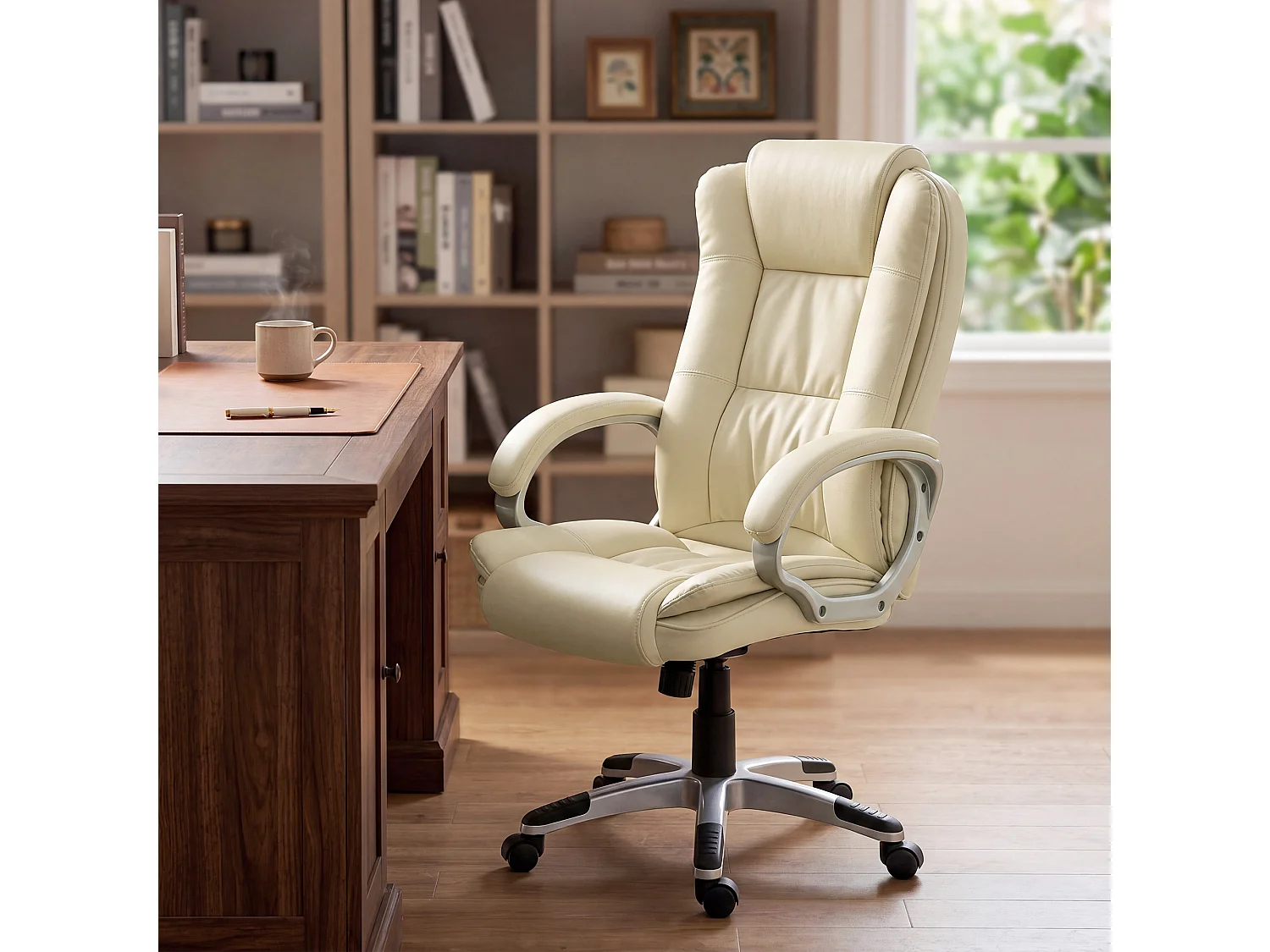 Sedia ufficio girevole funzione dondolo altezza regolabile beige