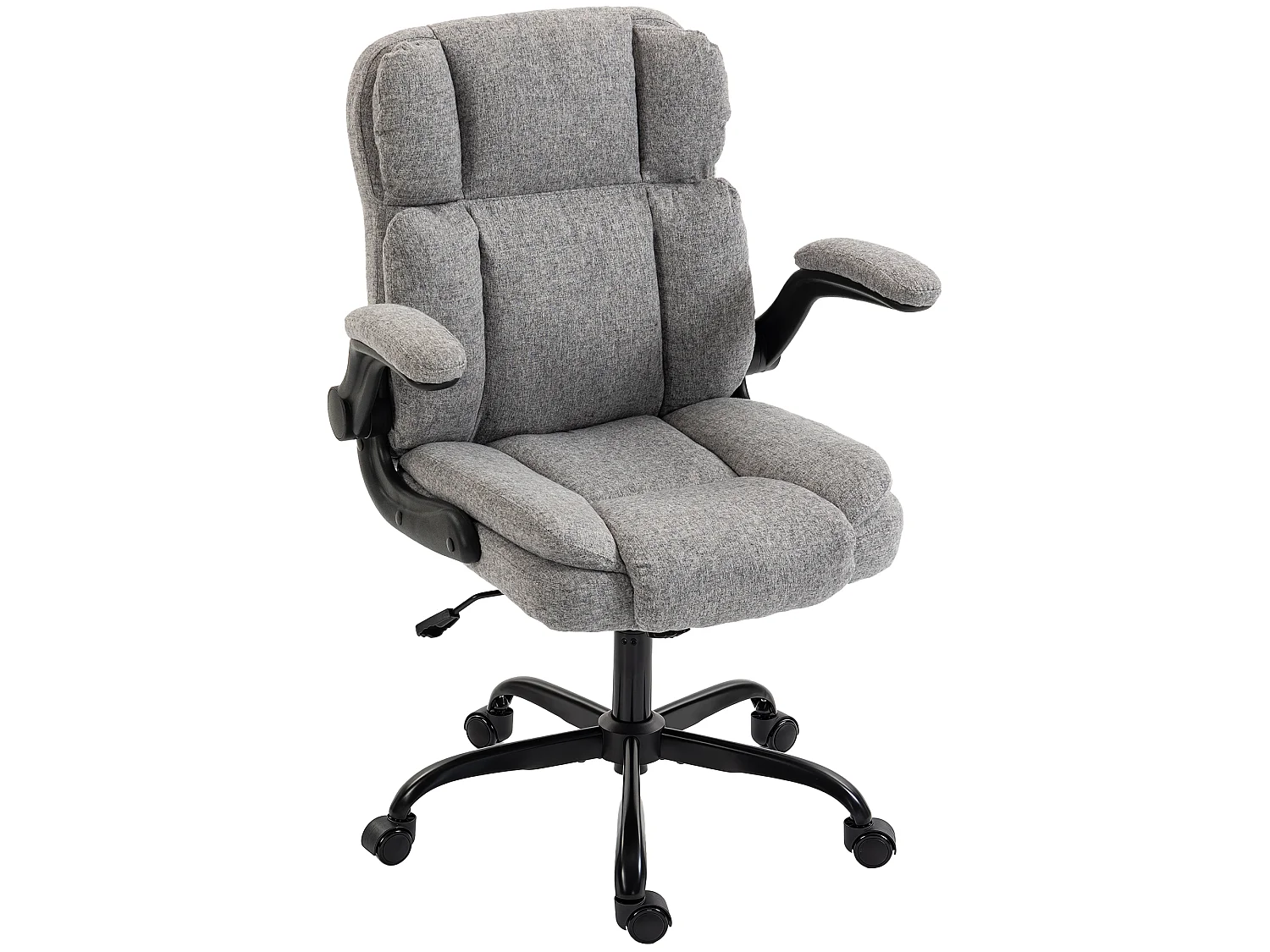 Sedia ufficio con altezza regolabile in tessuto effetto lino grigio