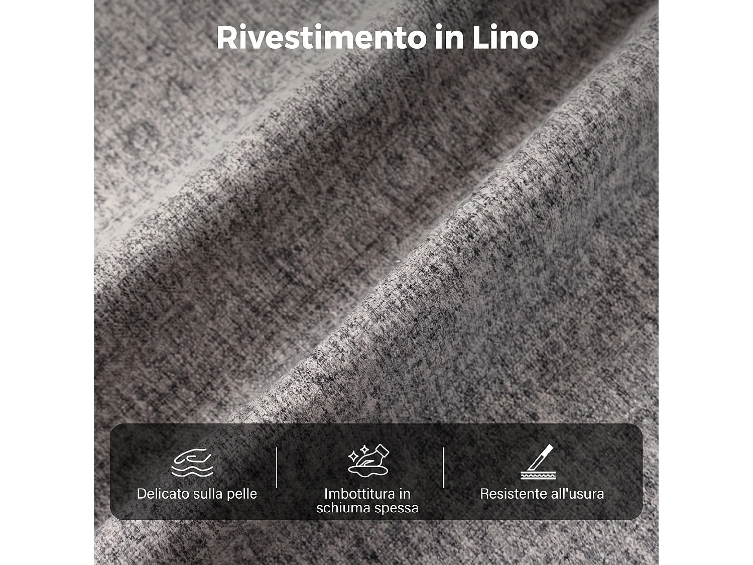 Sedia ufficio con altezza regolabile in tessuto effetto lino grigio