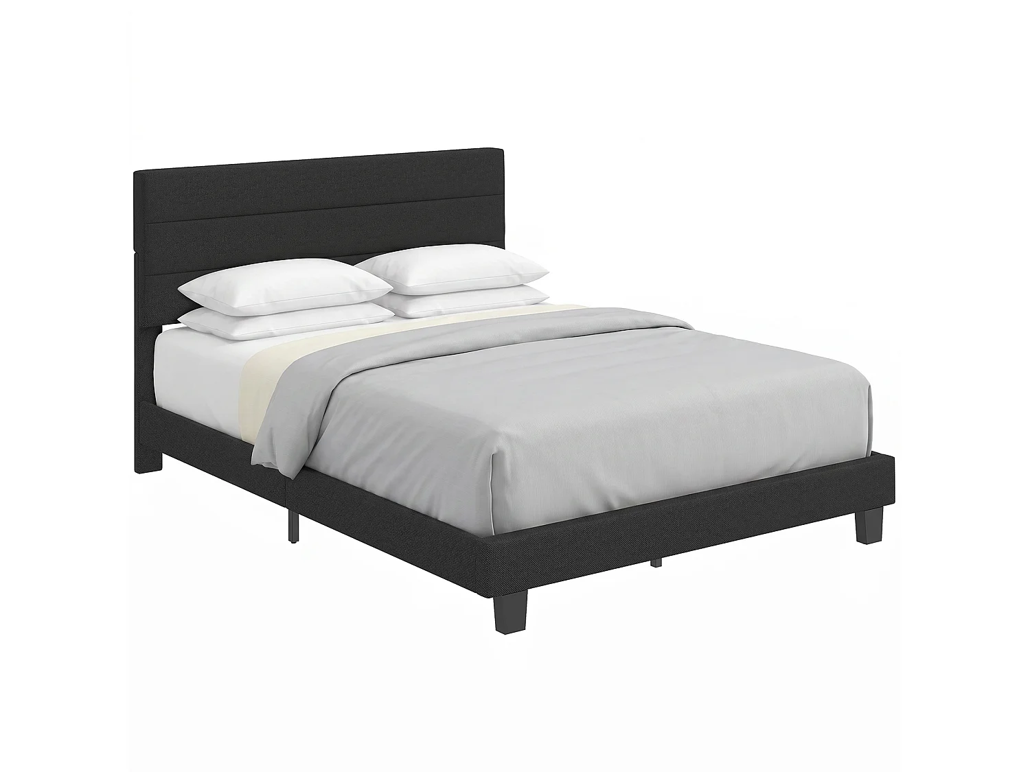 Struttura Letto Matrimoniale 160x200 cm Testiera Regolabile Nero
