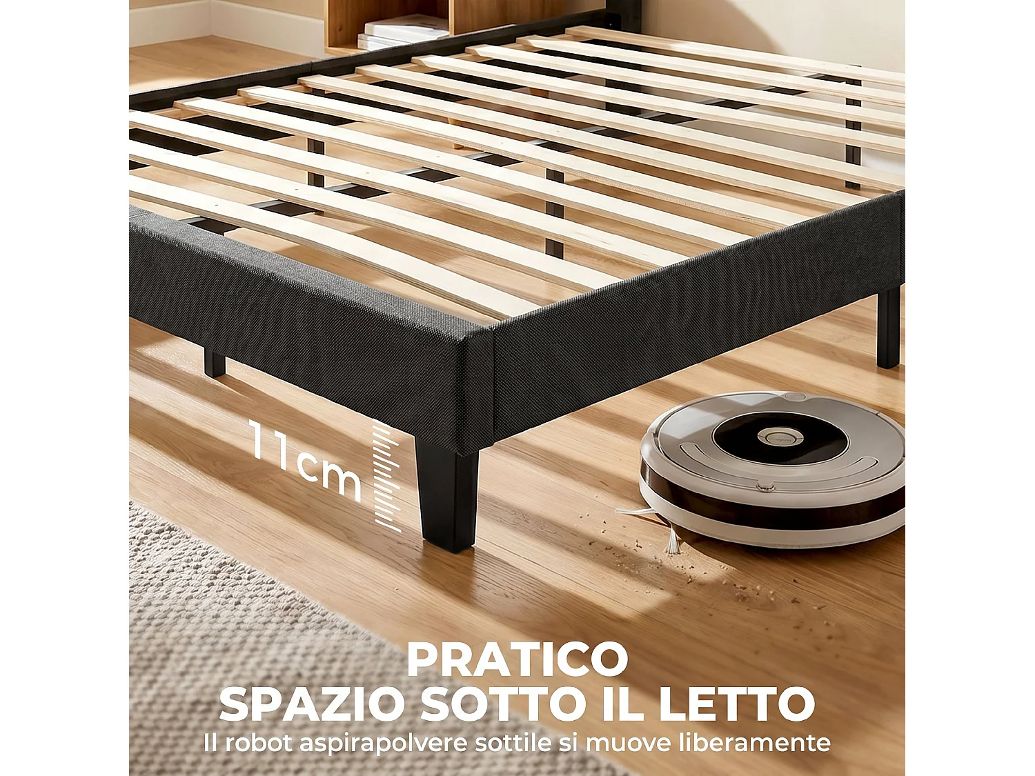 Struttura Letto Matrimoniale 160x200 cm Testiera Regolabile Nero