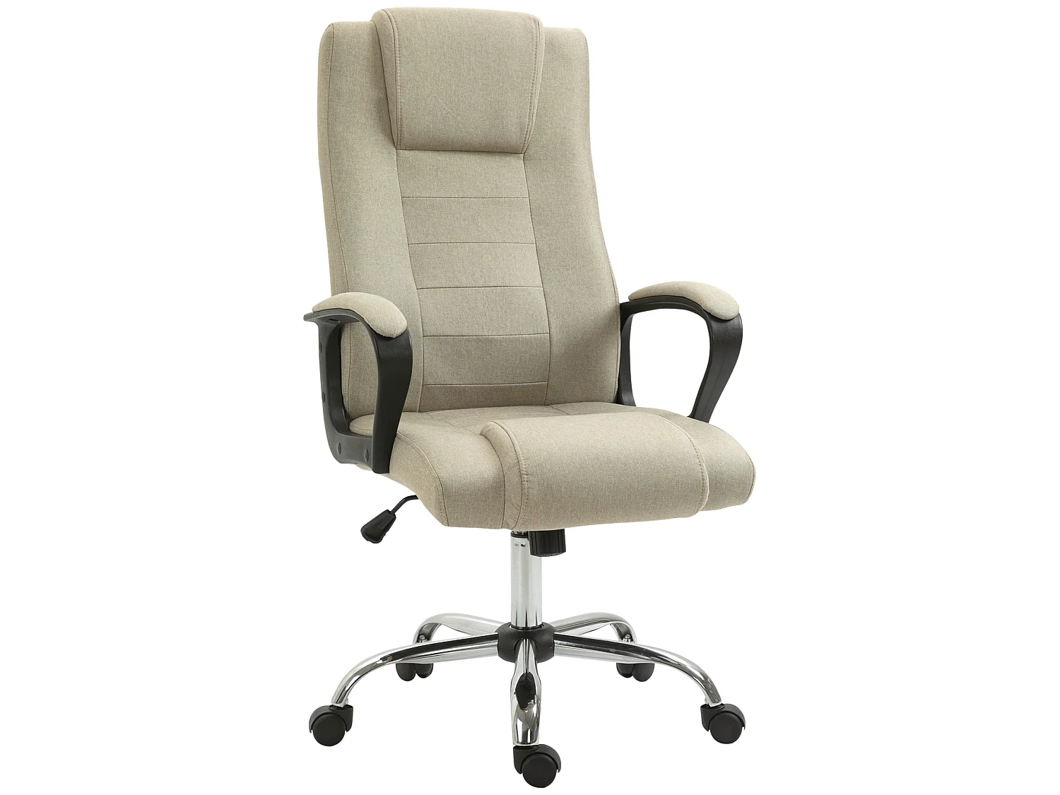 Sedia da ufficio inclinabile girevole in tessuto effetto lino beige
