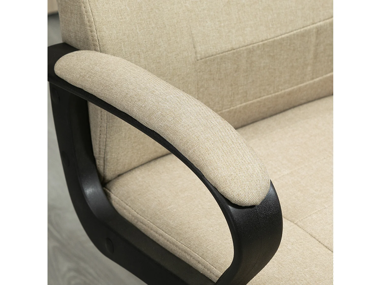 Sedia da ufficio inclinabile girevole in tessuto effetto lino beige
