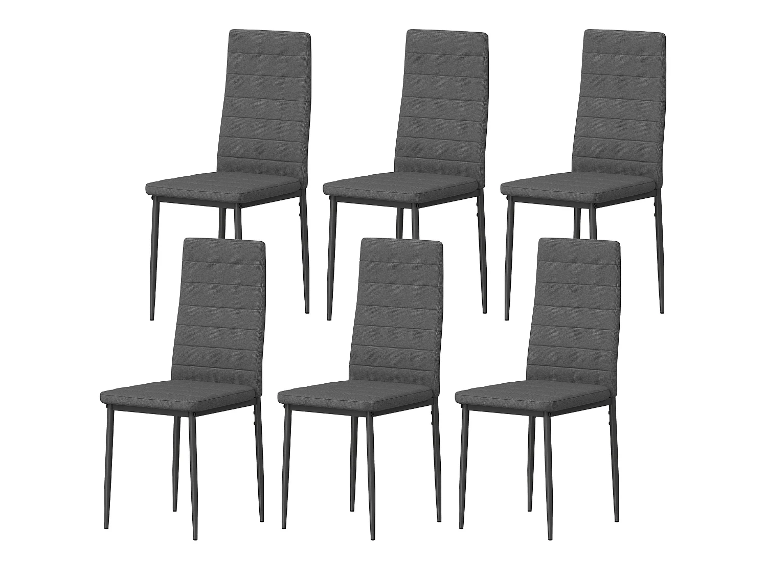 Set 6 sedie imbottite per soggiorno o sala da pranzo, grigio