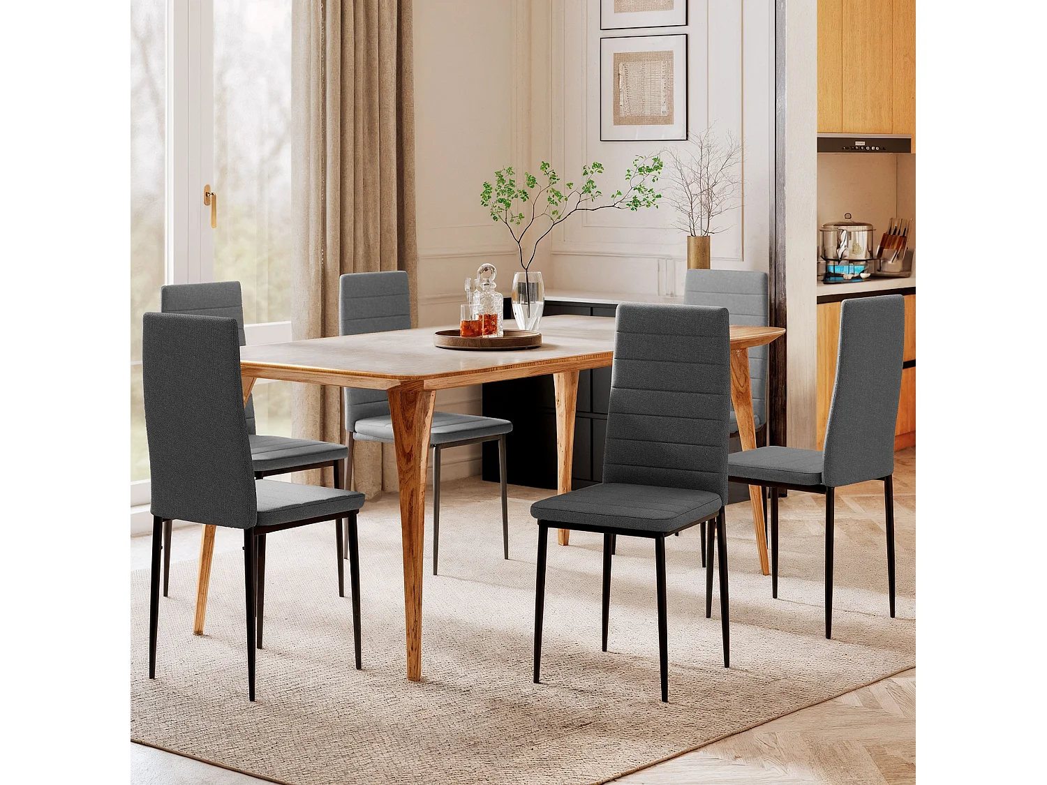 Set 6 sedie imbottite per soggiorno o sala da pranzo, grigio