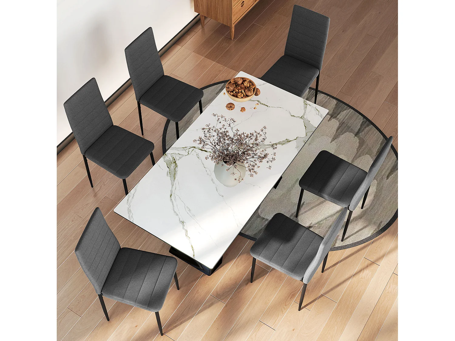 Set 6 sedie imbottite per soggiorno o sala da pranzo, grigio