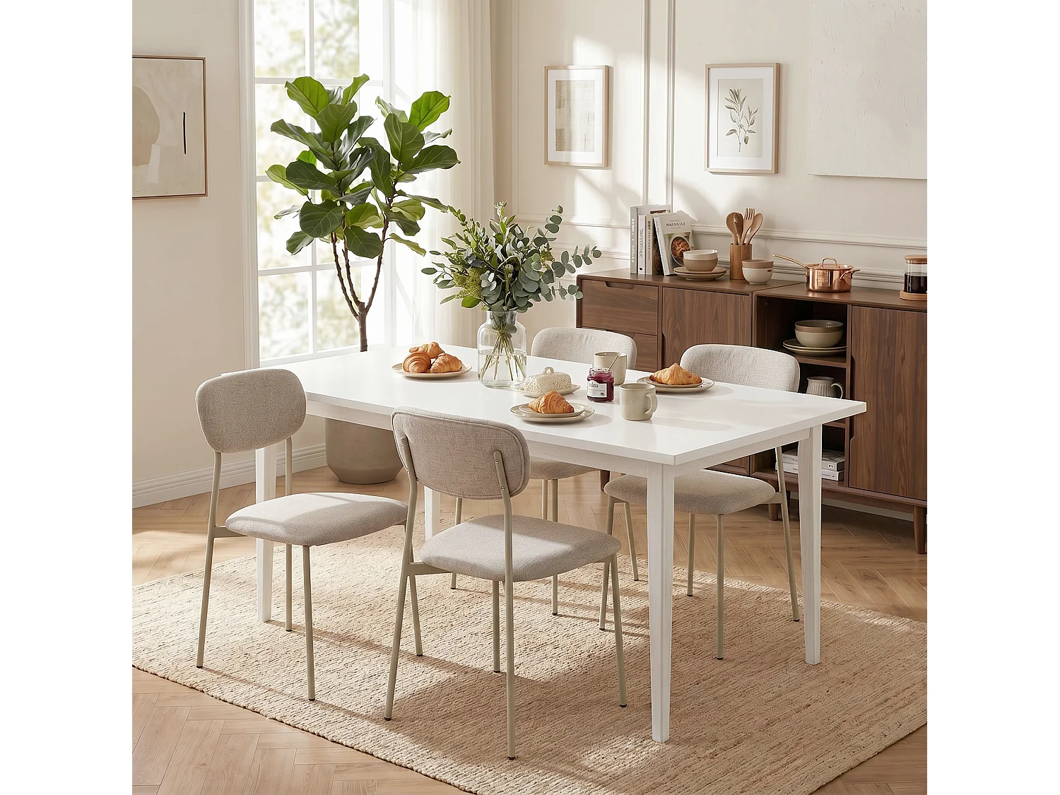 Set di sedie da pranzo impilabili in tessuto marrone chiaro