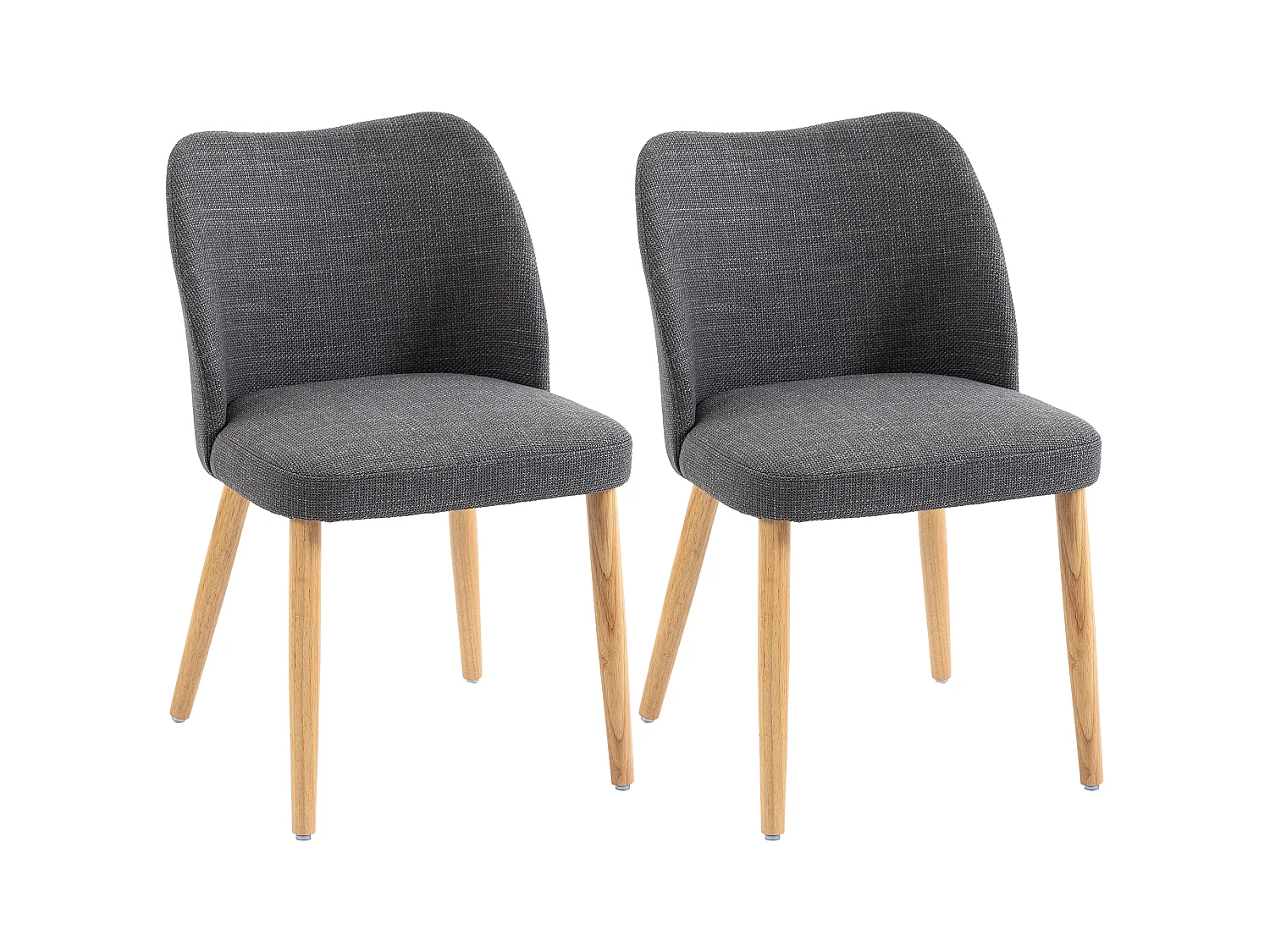 Set 2 sedie moderne con schienale curvo in lino grigio chiaro