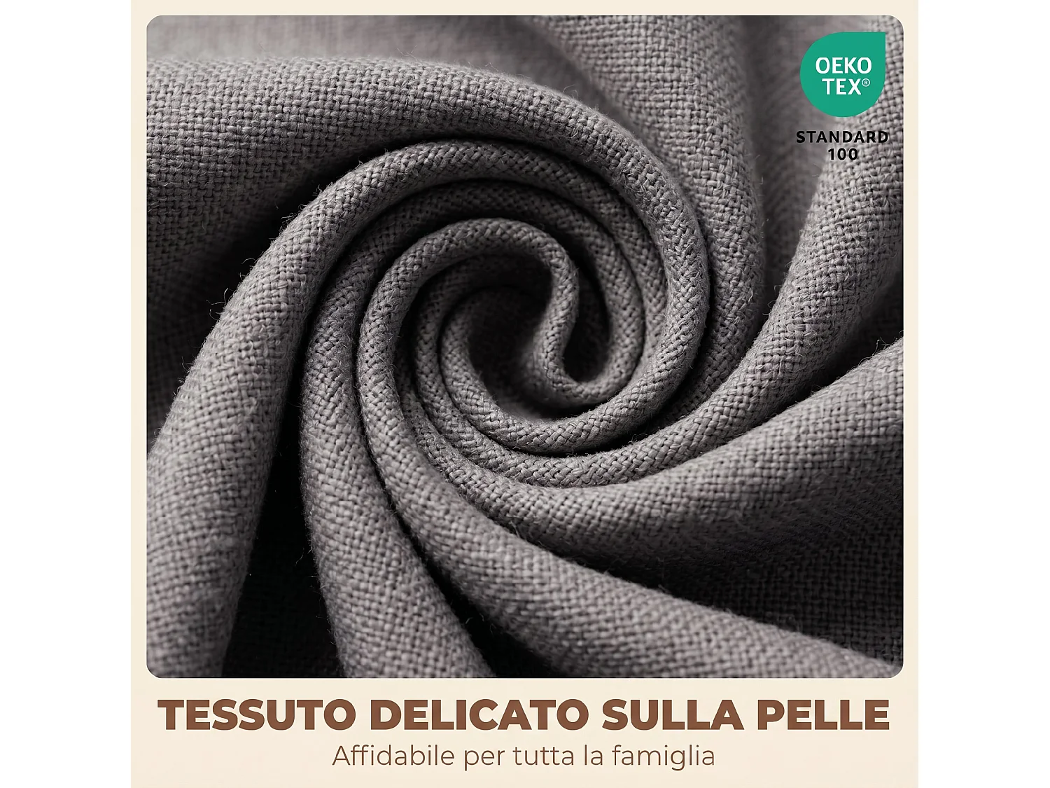 Set 2 sedie moderne con schienale curvo in lino grigio chiaro