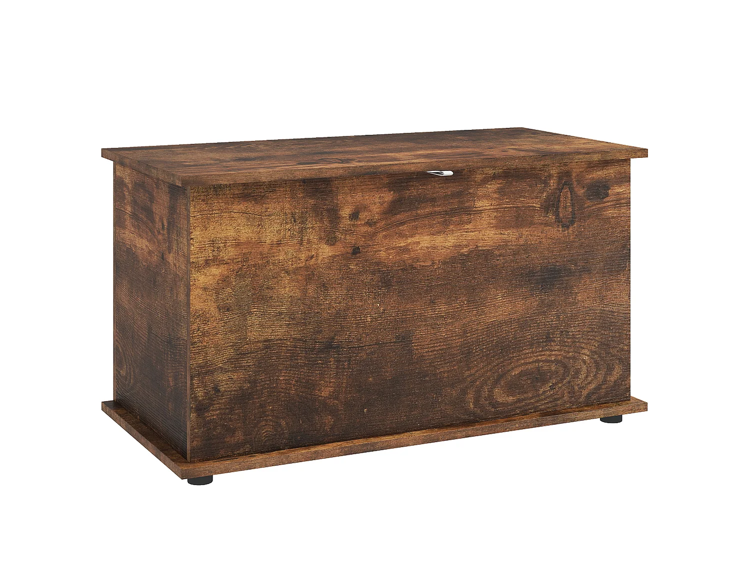 Cassapanca con coperchio di sicurezza, baule da 102l, marrone